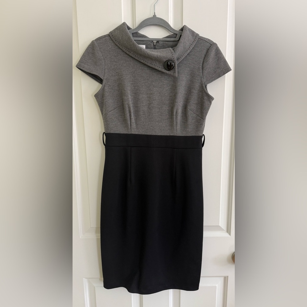 London Times Elegant Gray and Black Women's Dress Size 6
